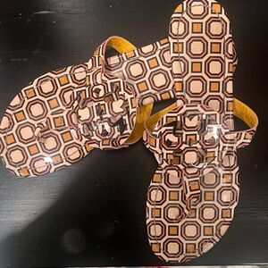 Tory Burch Geometric Pattern Sandals - Black, White, Orange